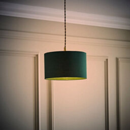Valuelights Reni Forest Green Fabric Drum Ceiling Lamp Shade (D)25Cm - thumbnail 2