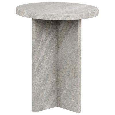 Wyld And Coco Stoneluxe Side Table Grey Effect Mdf 44Cm - Modern Classic Round Side Table - image 1