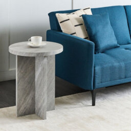 Wyld And Coco Stoneluxe Side Table Grey Effect Mdf 44Cm - Modern Classic Round Side Table - thumbnail 2