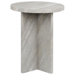 Wyld And Coco Stoneluxe Side Table Grey Effect Mdf 44Cm - Modern Classic Round Side Table - thumbnail 1