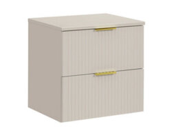 Impact Furniture Bathroom Vanity Unit 600mm Countertop Ribbed Textured Black Modern Wall Hung Cabinet Adel - thumbnail 2