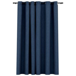 Berkfield Premium Linen-Look Blackout Curtains With Grommets Blue 290X245Cm