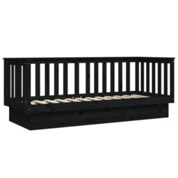 Berkfield Day Bed Black 75X190 Cm Solid Wood Pine - thumbnail 7