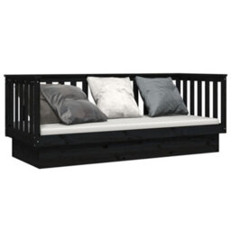 Berkfield Day Bed Black 75X190 Cm Solid Wood Pine - thumbnail 3