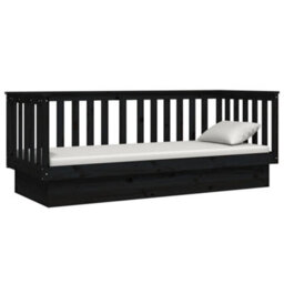 Berkfield Day Bed Black 75X190 Cm Solid Wood Pine - thumbnail 6