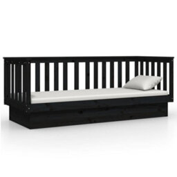 Berkfield Day Bed Black 75X190 Cm Solid Wood Pine - thumbnail 5