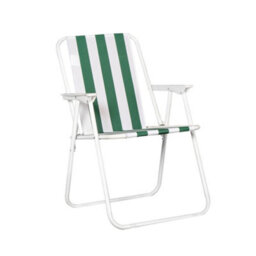 Samuel Alexander 3 Pack Of Outdoor Green And White Stripe Camping Chairs With Armrests - thumbnail 8