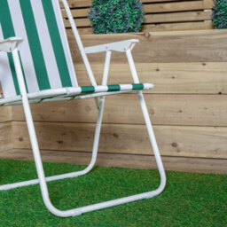 Samuel Alexander 3 Pack Of Outdoor Green And White Stripe Camping Chairs With Armrests - thumbnail 6