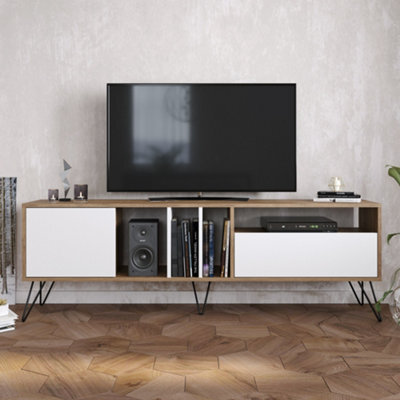Decorotika Mistico Tv Stand Tv Unit For Tvs Up To 80 Inch Walnut And White - image 1