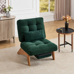 Matteo Striped Corduroy Accent Recliner Chair With Foldable Ottoman - Emerald - thumbnail 8