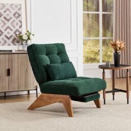 Matteo Striped Corduroy Accent Recliner Chair With Foldable Ottoman - Emerald - thumbnail 9