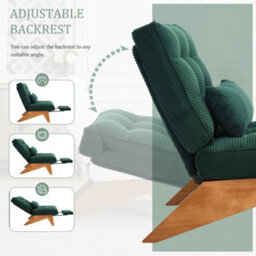 Matteo Striped Corduroy Accent Recliner Chair With Foldable Ottoman - Emerald - thumbnail 2