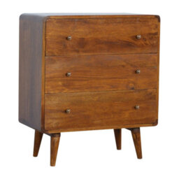 Wyld Haus Ostuni Curved Mango Wood Chestnut 3-Drawer Chest - thumbnail 3