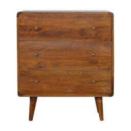 Wyld Haus Ostuni Curved Mango Wood Chestnut 3-Drawer Chest - thumbnail 2