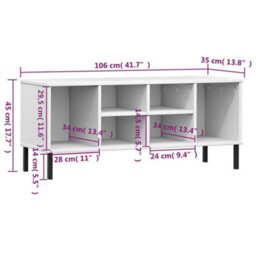 Walplus Shoe Rack With Metal Legs White 106X35X45 Cm Solid Wood Oslo - thumbnail 7