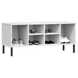 Walplus Shoe Rack With Metal Legs White 106X35X45 Cm Solid Wood Oslo - thumbnail 3