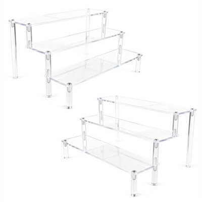 2Pcs 3 Tiers Clear Display Stand Transparent Display Shelf Organizer - image 1