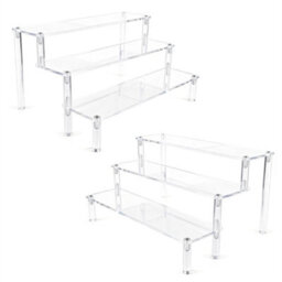 2Pcs 3 Tiers Clear Display Stand Transparent Display Shelf Organizer - thumbnail 1
