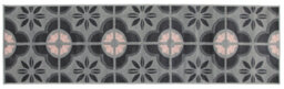 Bravich Hard Wearing Hessian Backed Stair Runner Kitchen Mat - Texas Pink & Grey Floral Tiles - 60X450Cm (2'x15') - thumbnail 3