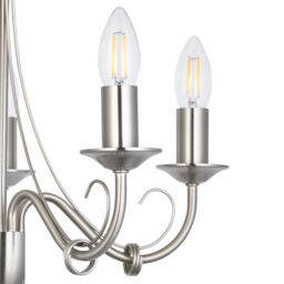 GoodHome Inuus Vintage Satin Metal Brushed Chrome Effect 5 Lamp Ceiling Light - thumbnail 4