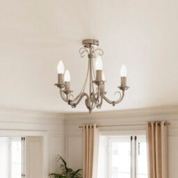 GoodHome Inuus Vintage Satin Metal Brushed Chrome Effect 5 Lamp Ceiling Light - thumbnail 1