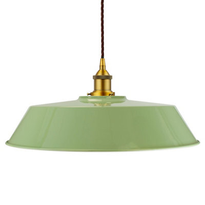 Mint Green Large Chancery Painted Dome Pendant Light With Antique Gold Lamp Holder And Brown Twisted Cable - Se Home - image 1