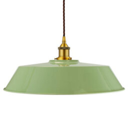 Mint Green Large Chancery Painted Dome Pendant Light With Antique Gold Lamp Holder And Brown Twisted Cable - Se Home - thumbnail 1