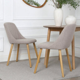 Emilia Dining Chairs In Premium Textured Linen Set Of 2 Beige - thumbnail 2