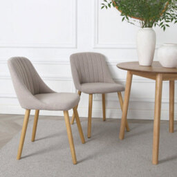 Emilia Dining Chairs In Premium Textured Linen Set Of 2 Beige