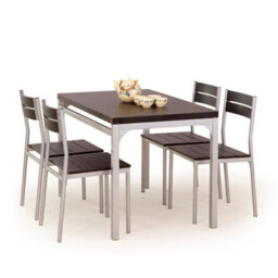 Malcolm Dining Set Modern Wenge Table With Laminated Top And 4 Mdf Chairs On Steel Frames - thumbnail 2