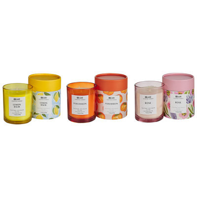 Beliani Set Of 3 Scented Candles Colorful Barrel Soy Wax Oriental Notes Herb Notes Floral Notes - image 1