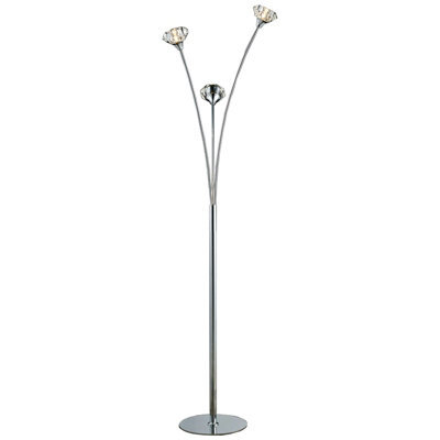 Harper Living 3 Light Floor Lamp, Uk Plug Included, Polished Chrome Finish, Clear Glass Shades