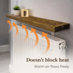 Mkgt Solid Wood Radiator Shelf, No Drill With Brackets, Handmade In Uk (Tudor Oak, 110Cm) - thumbnail 3