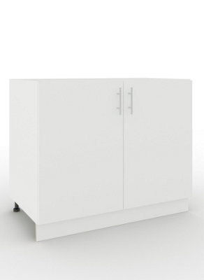 Jd Greta Adjustable Legs Kitchen Base Unit 800mm Storage Cabinet With Door Shelf 80Cm - White Matt With Worktop - image 1