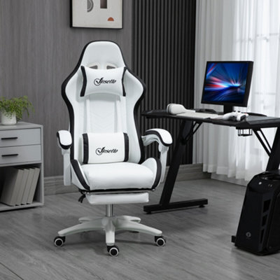 Vinsetto Racing Style Gaming Chair With Reclining Function, White And Black - image 1