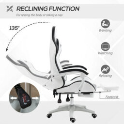 Vinsetto Racing Style Gaming Chair With Reclining Function, White And Black - thumbnail 5