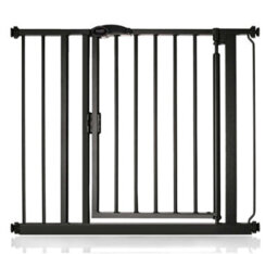 Safetots Pressure Fit Self Closing Stair Gate, 89.4Cm - 96.4Cm, Matt Black, Auto Closing Baby Gate, Safety Barrier - thumbnail 1