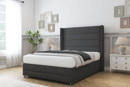 "Sloomy Sterling Graphite Dumfries Divan Bed No Drawers - 54"" Wingback Headboard & 12"" Footboard 5' King" - thumbnail 3