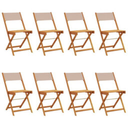 Berkfield Folding Garden Chairs 8 Pcs Taupe Fabric And Solid Wood - thumbnail 2
