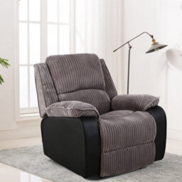 SquareBoxx Esher Jumbo Cord Fabric Recliner Armchair - Grey - thumbnail 1