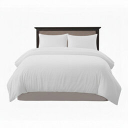 Embossed Stripe Duvet Cover Soft Microfibre Bedding With Pillowcases White - thumbnail 2