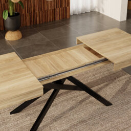 Btm Extendable Dining Table 140 180X80Cm, Seats 6 8, Thick Top, Metal Legs, Oak - thumbnail 5