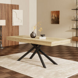 Btm Extendable Dining Table 140 180X80Cm, Seats 6 8, Thick Top, Metal Legs, Oak - thumbnail 3