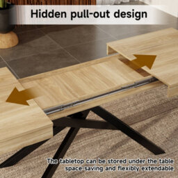 Btm Extendable Dining Table 140 180X80Cm, Seats 6 8, Thick Top, Metal Legs, Oak - thumbnail 8