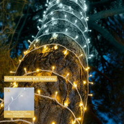 Christmas Tree World Crownvine 10M Dual Colour Fairy Lights - 100 Leds Warm/ Bright White - White Rubber Cable (For Crownvine Lights) - thumbnail 2