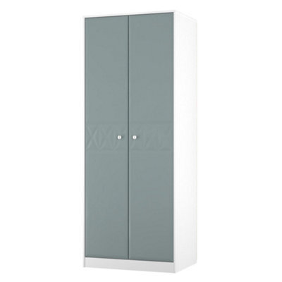 San Jose Ready Assembled Contemporary Matt Duck Egg Blue & White Tall Double Wardrobe (H)1960mm (W)740mm (D)520mm - image 1