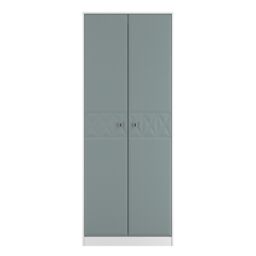 San Jose Ready Assembled Contemporary Matt Duck Egg Blue & White Tall Double Wardrobe (H)1960mm (W)740mm (D)520mm - thumbnail 2