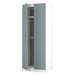 San Jose Ready Assembled Contemporary Matt Duck Egg Blue & White Tall Double Wardrobe (H)1960mm (W)740mm (D)520mm - thumbnail 4