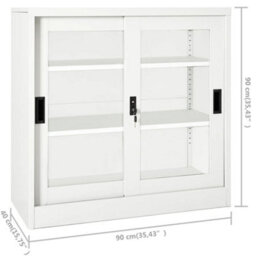 Vidaxl Sliding Door Cabinet White 90X40X90 Cm Steel - thumbnail 9