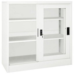 Vidaxl Sliding Door Cabinet White 90X40X90 Cm Steel - thumbnail 5